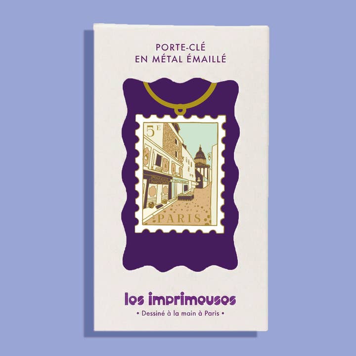 Keychain Stamp Paris 5th - Under the cobblestones of Mouffetard for wholesale by LES IMPRIMEUSES