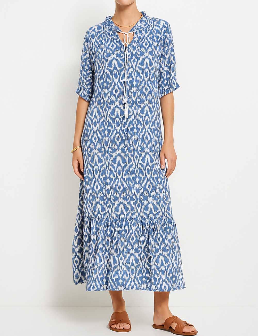 Sweetkama - Vendita all'ingrosso Copricostume - Donna - Vestito lungo copricostume da spiaggia con stampa a rombi FYH89000