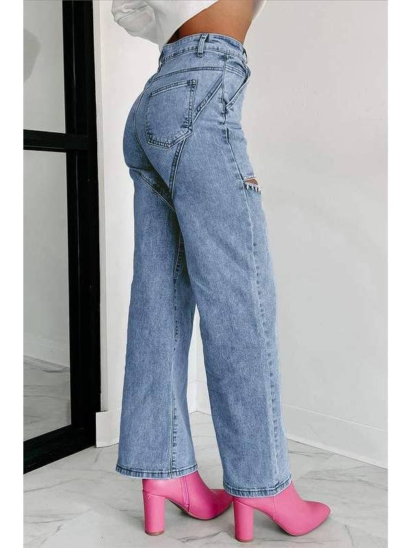 BLUE stylish distressed denim for casual outings for wholesale on Faire6