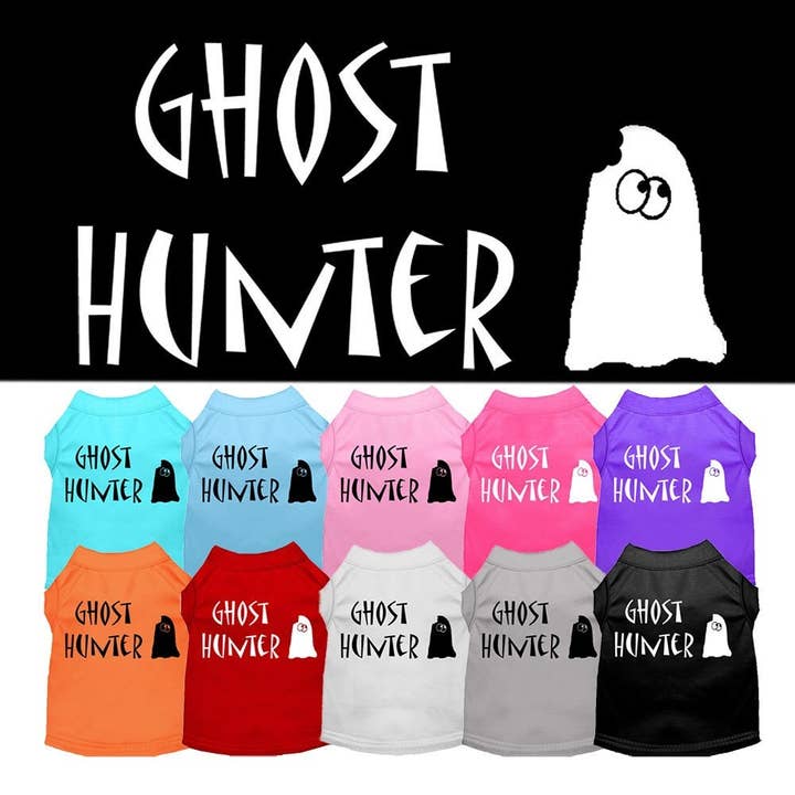 Halloween Pet Dog & Cat Shirt Screen Printed, "Ghost Hunter" for wholesale by As You Wish Apparel