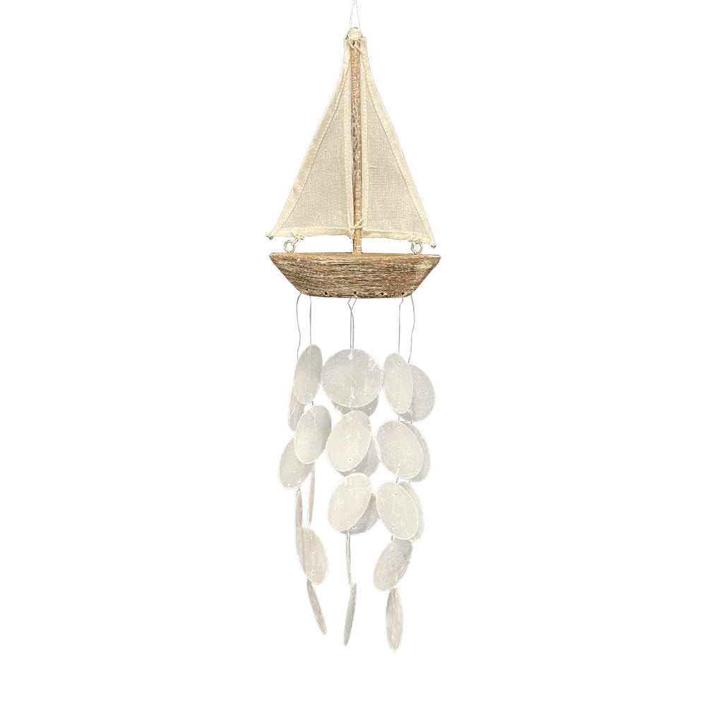 VIE – Engroshandel Vindharpe – Vie Naturals Sejlbåd Capiz Wind Chime1