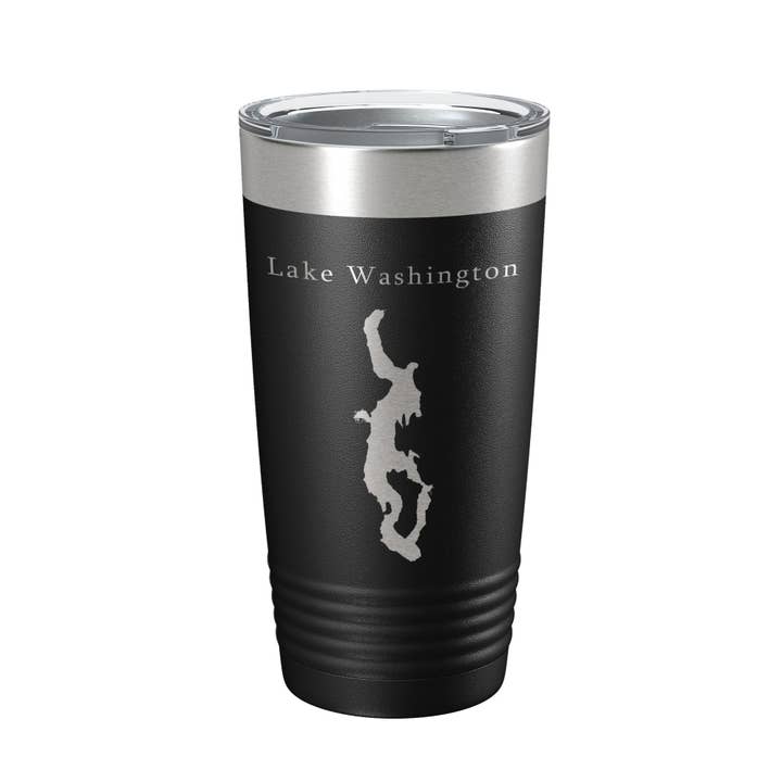 Lake Washington Map Tumbler Travel Mug Insulated Laser Engraved Coffee Cup Seattle Bellevue Washington 20 oz for wholesale by CarveBright