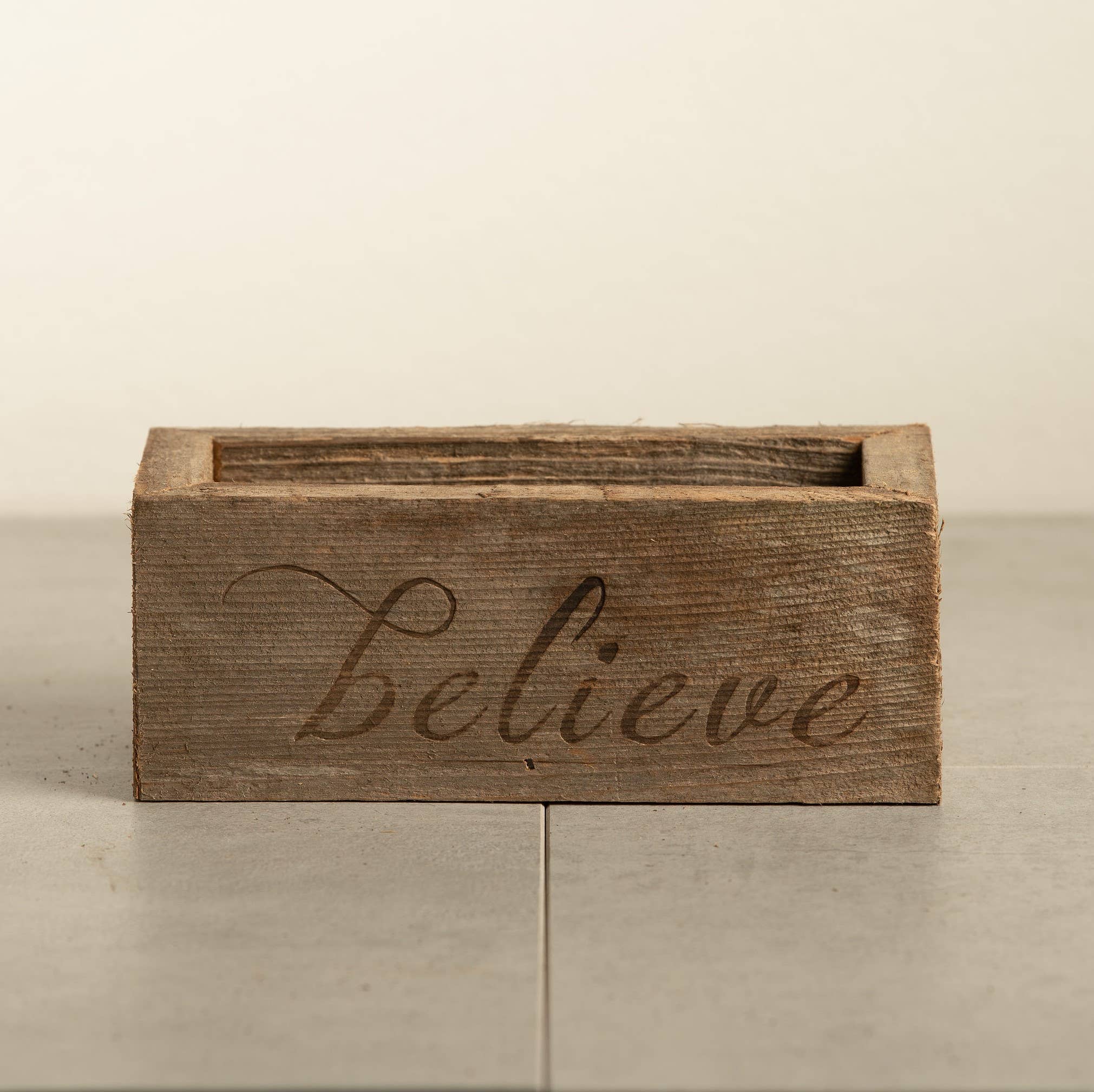 Love Reclaimed - Wholesale Planter Box - Christmas Reclaimed Wood Believe Succulent Planter - Small1