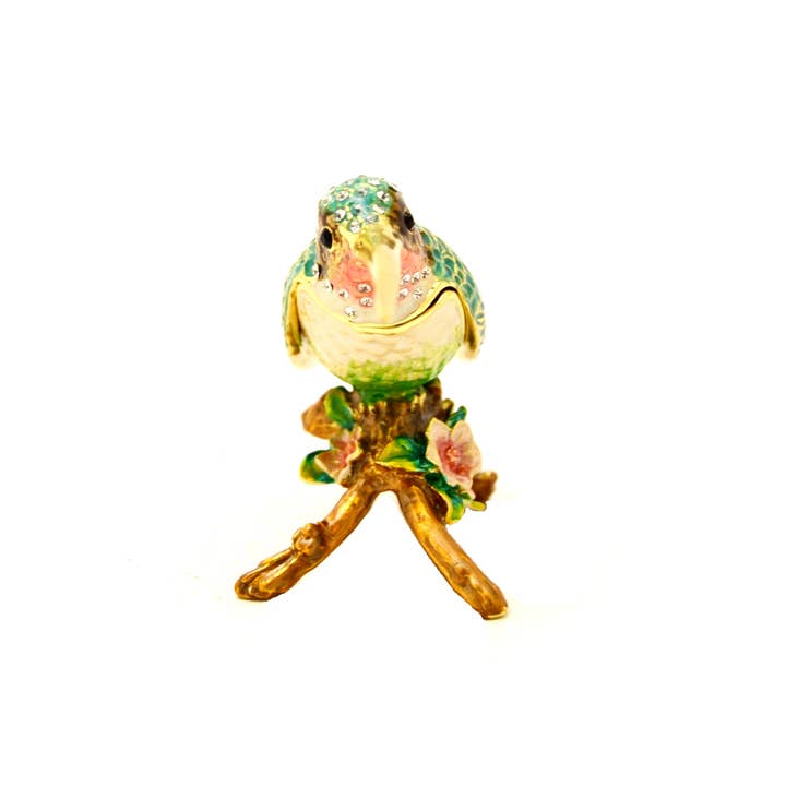 Ciel Collectables - Wholesale Jewelry Box/Organizer - Humming Bird on Branch Trinket Box. Hand Painted Enamel