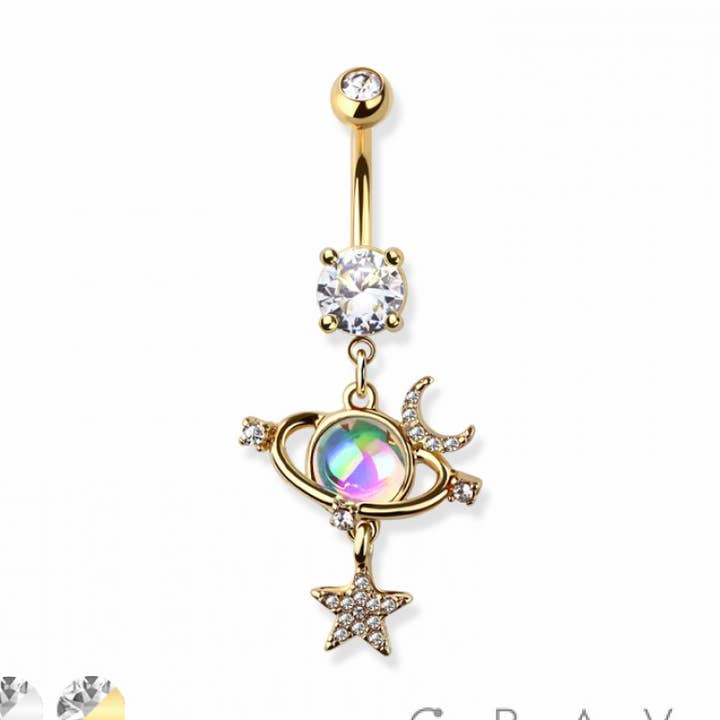 ORBIT PLANET DANGLE 316L SURGICAL STEEL BELLY BUTTON RING for wholesale by CRAVE