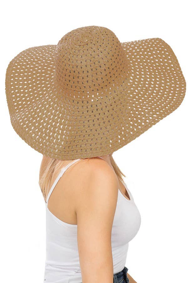 Cap Zone - Wholesale Straw Hat - Women's - Petite Open Weave Light-Weight  Floppy Brim Sun Hat19