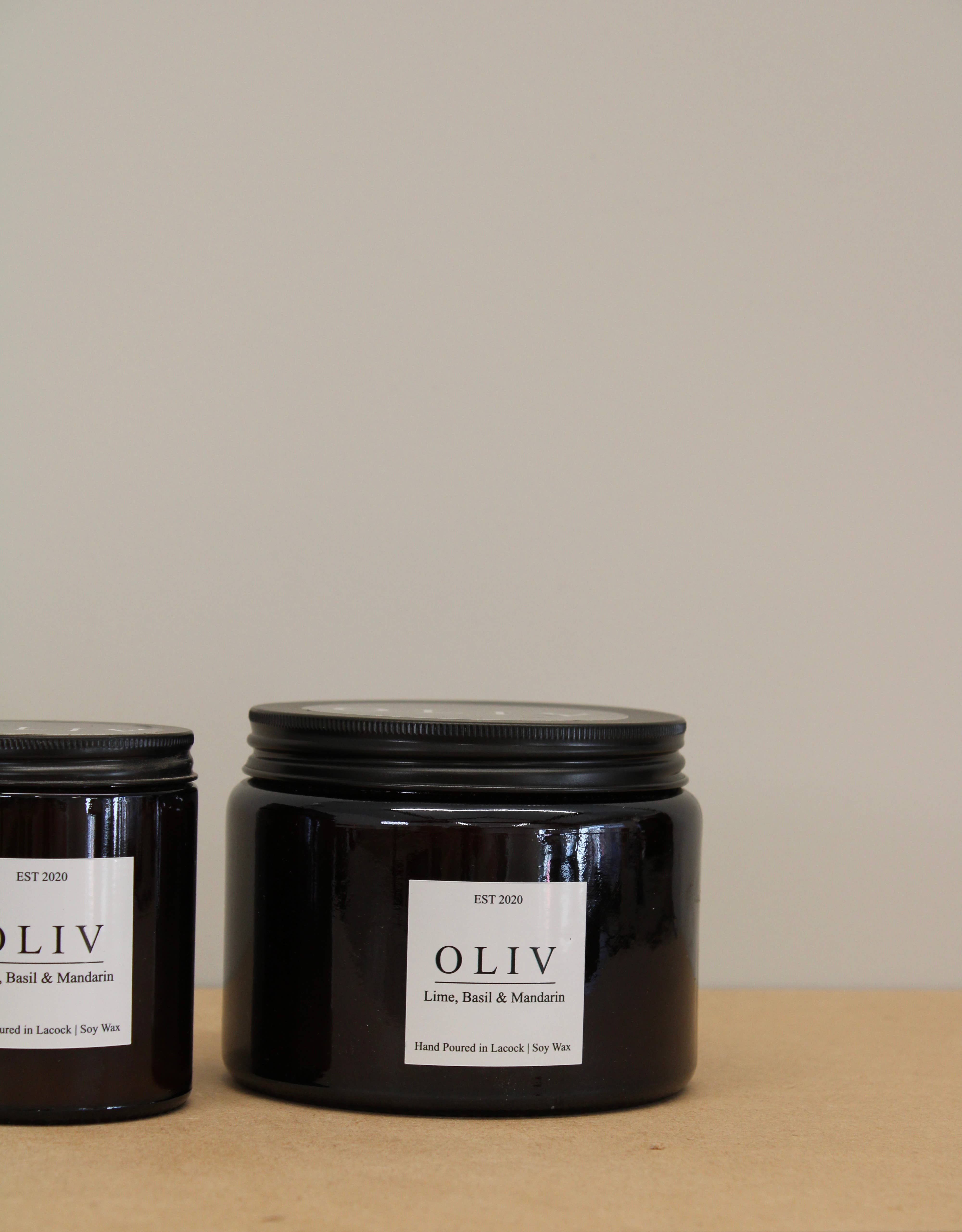 OLIV Homeware – wholesale Jar/filled candle – Lime, basil & Mandarin Candle 1