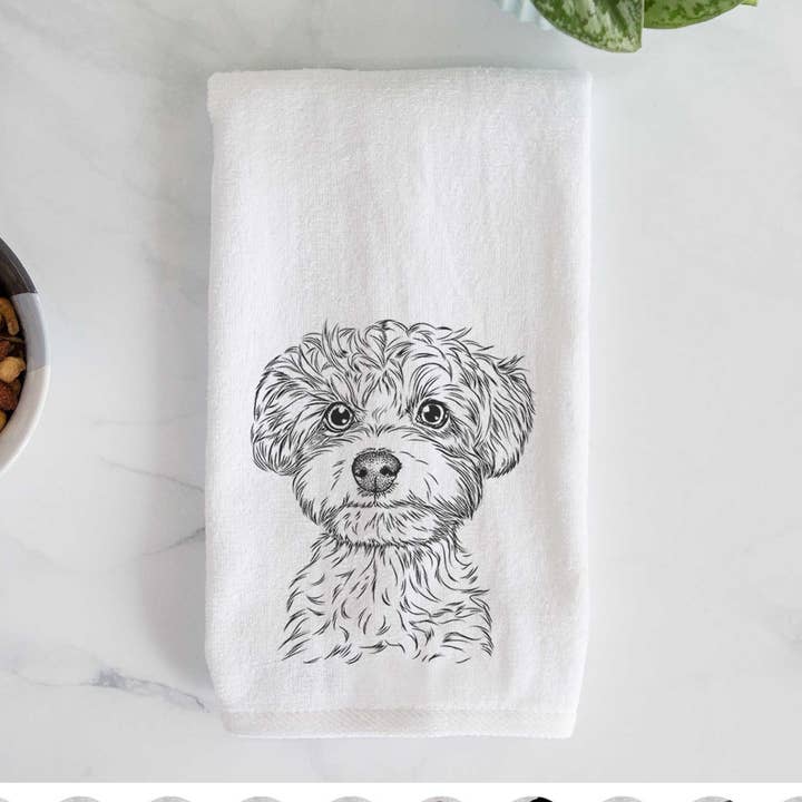 Elliott the Yorkiepoo Hand Towel for wholesale by Inkopious