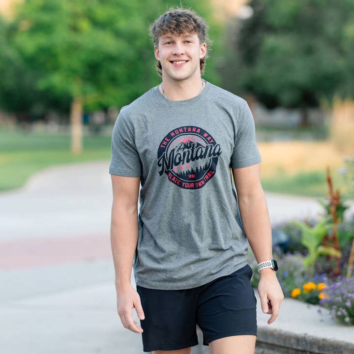 Montana U.S.A. Tee in Oxford Heather for wholesale by The Montana Way