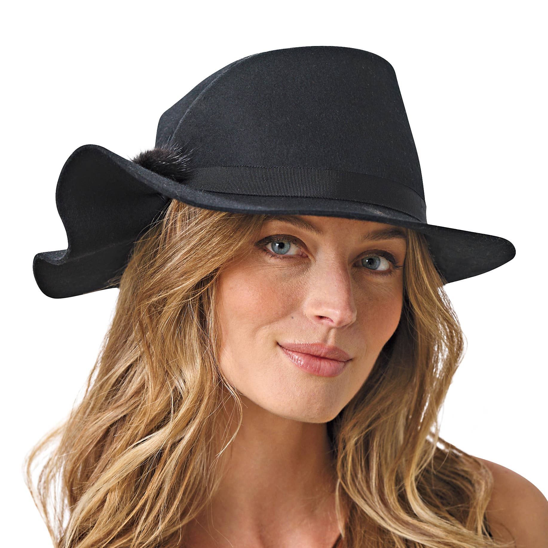 Pyramid Collection - Wholesale Cloche Hat - Women's - Asymmetric Pinched Brim Wool Cloche2