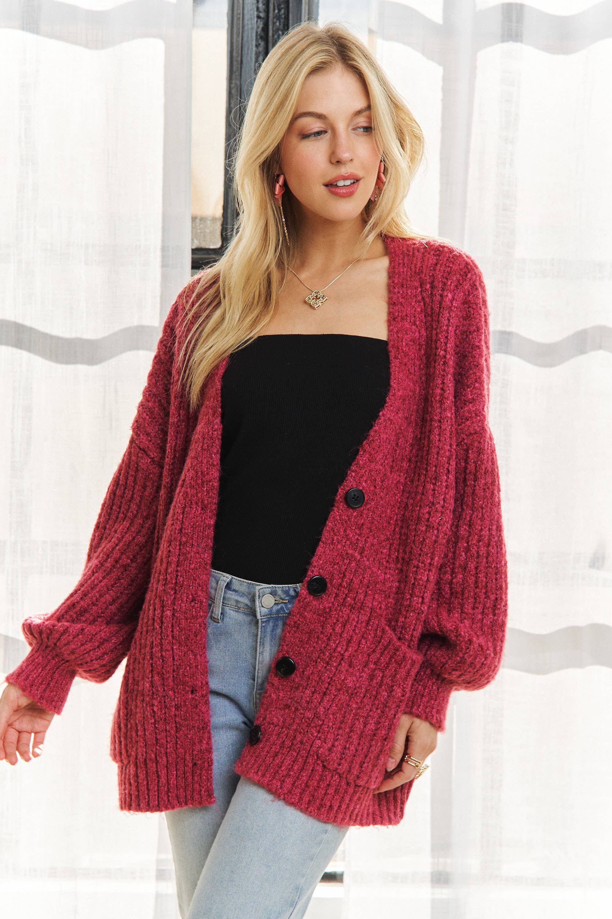 ADORA LA – wholesale Cardigan – Women’s – CESW3441A - BUTTON DOWN COZY SWEATER CARDIGAN14