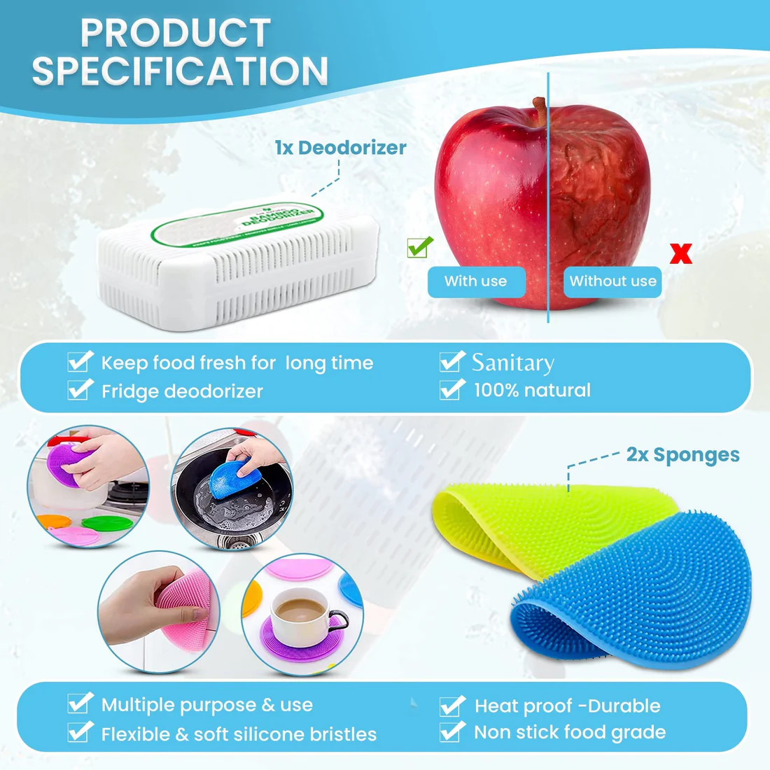GoLiveAi - Wholesale Kitchen tool/gadget - Fruit & Vegetable Cleaner, Fruit Washer & Fridge Deodorizer5