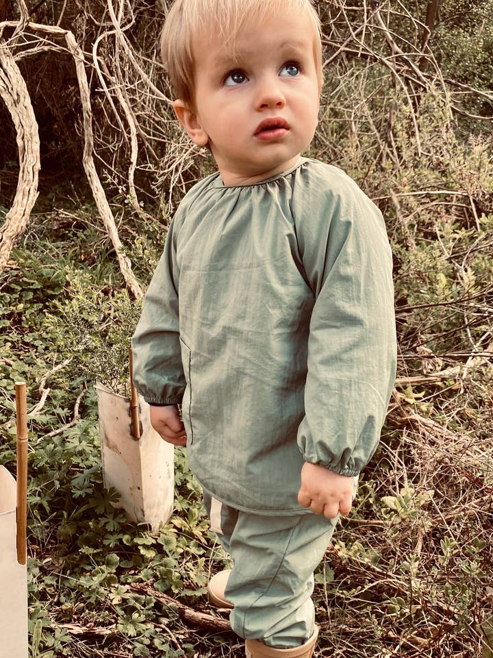 messy smock - eucalyptus (wildflower collection) for wholesale by LITTLE MUD CO.