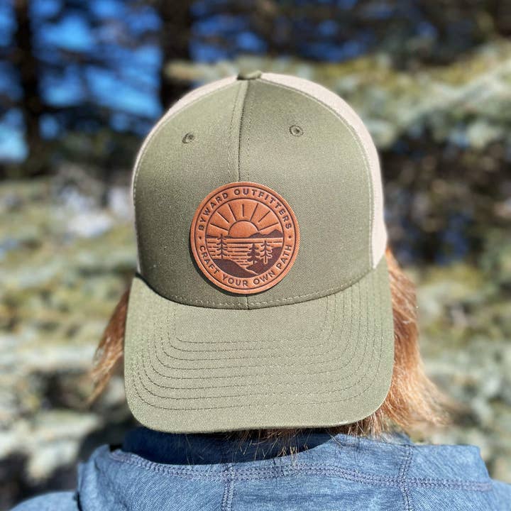 Byward Outfitters - Wholesale Trucker Hat - Unisex - Scenic Sunrise Leather Patch Hat