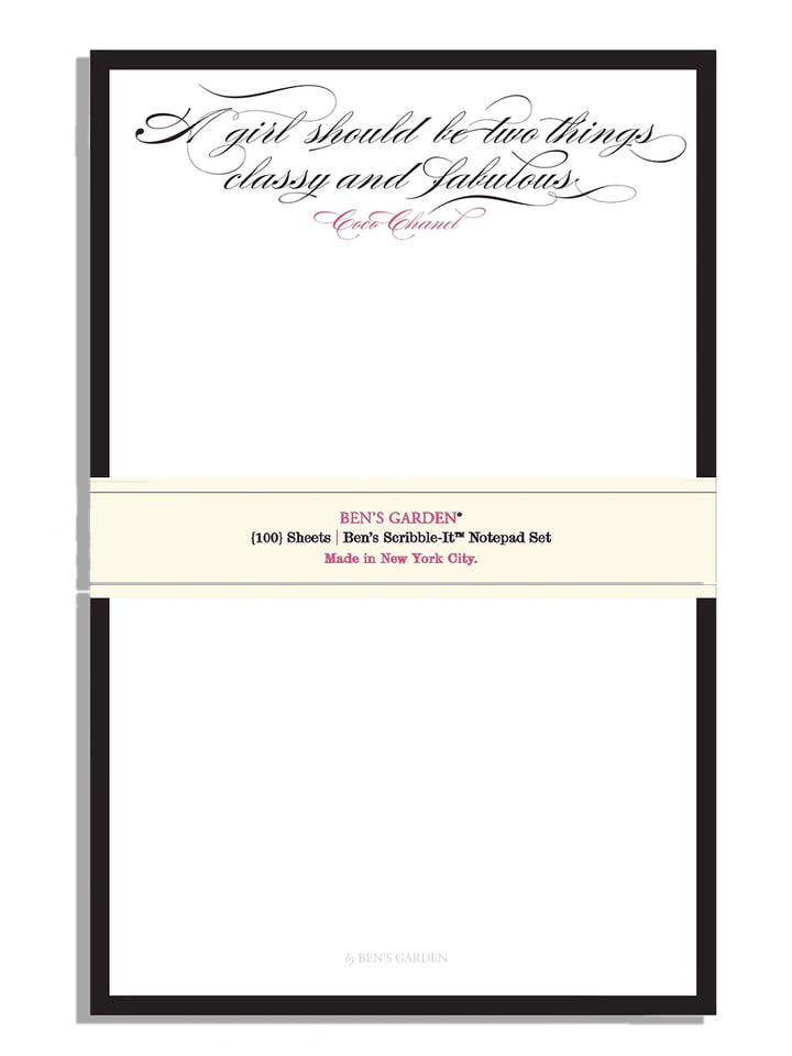 A Girl Should Be Two Things Scribble Notepad Set of 2 for wholesale by Ben's Garden