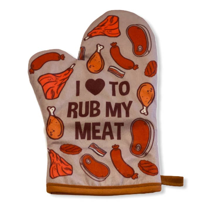 Grey I Love To Rub My Meat Oven Mitt Bakeware for wholesale on Faire4