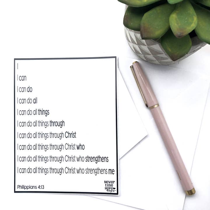 Puedo hacer todas las cosas a través de Christ Notecard para venta al por mayor de Never Lose Hope Designs