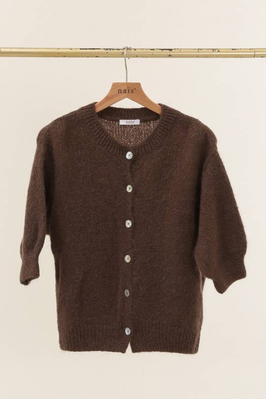 NAÏS PARIS - Wholesale Cardigan - Women's - Round neck buttoned cardigan with short sleeves in mohair and wool18