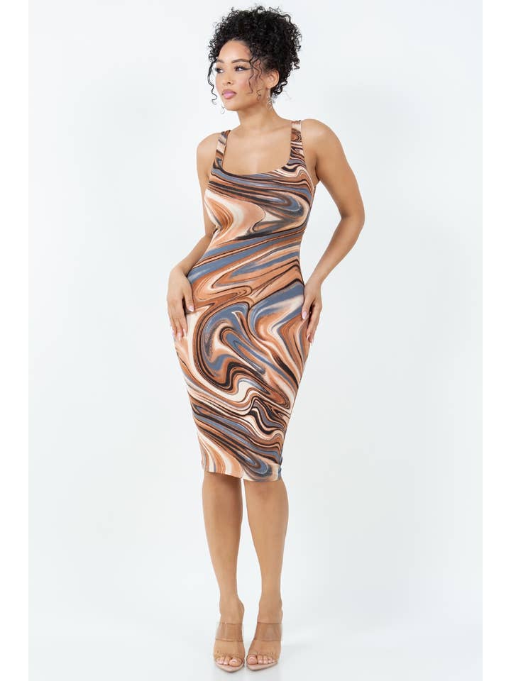 MOKKA D14158 TANKI-MIDIKLEID MIT VENECIA-PRINT UND FUTTER für den Großhandel auf Faire