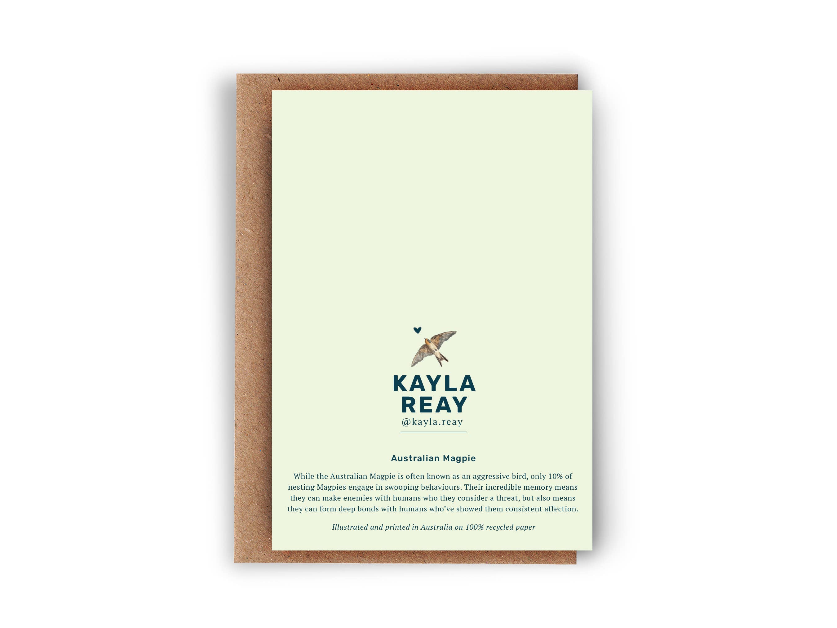 Kayla Reay Design - Wholesale Everyday Greeting Card - Australian Magpie Greeting Card - Australian Bird Art1