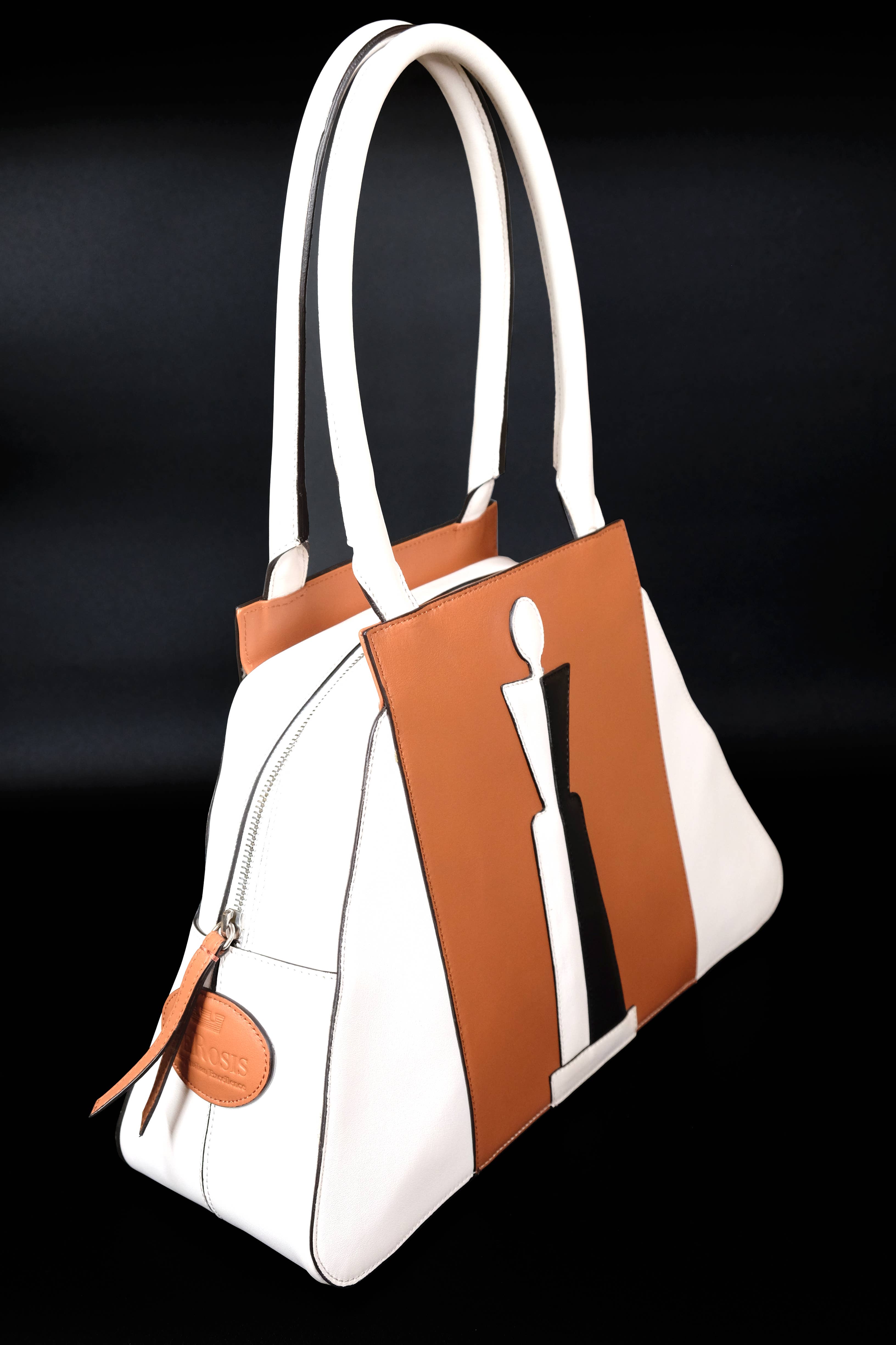 DeRosis – Großhandel Henkeltasche – Damen – ELENA Ledertasche aus glattem Kalbsleder mit Malevich-Design9