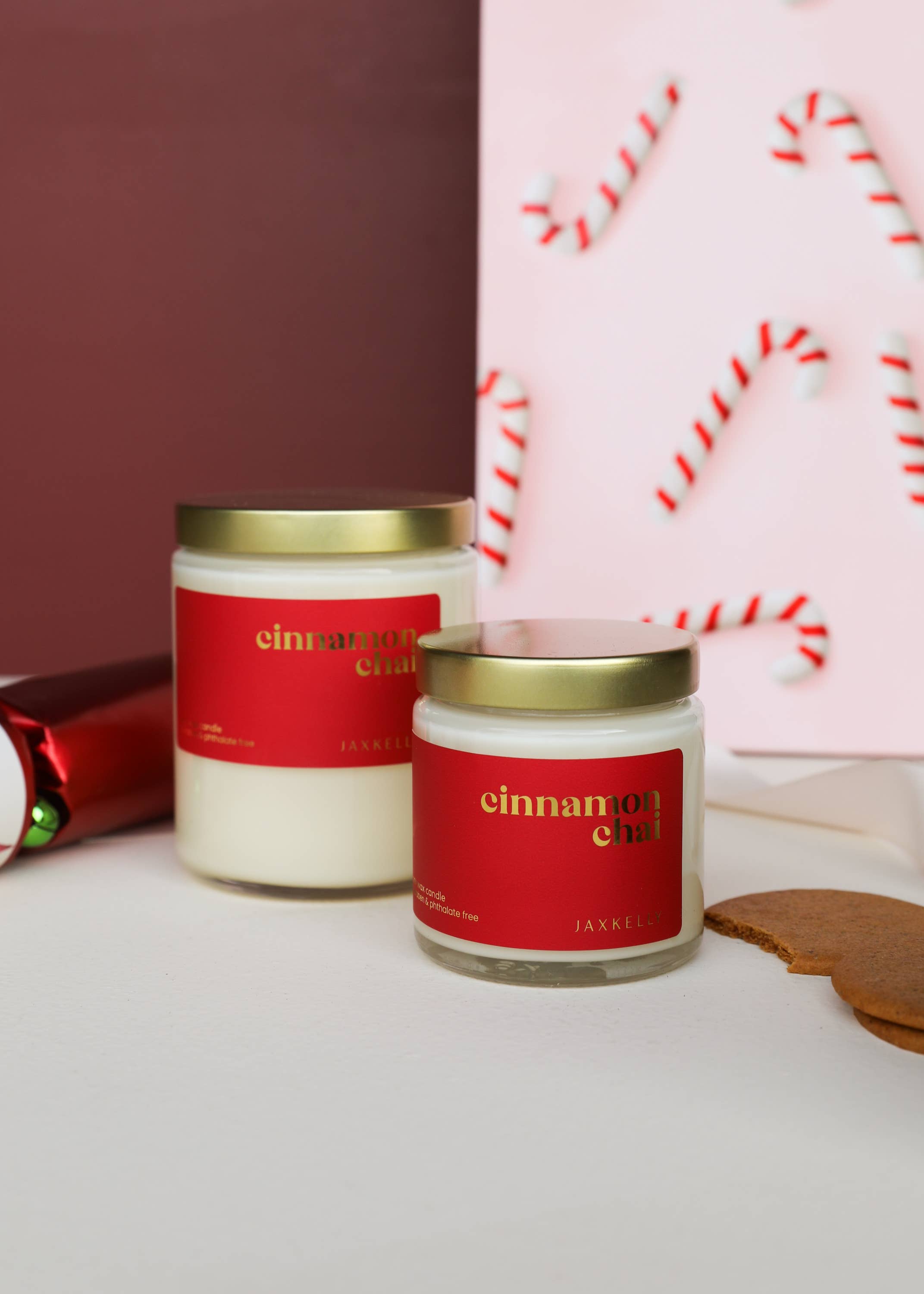 JaxKelly Candles - Vente Bougie en bocal - 4 oz - Bougies de Noël Chai à la Cannelle - Transparent1