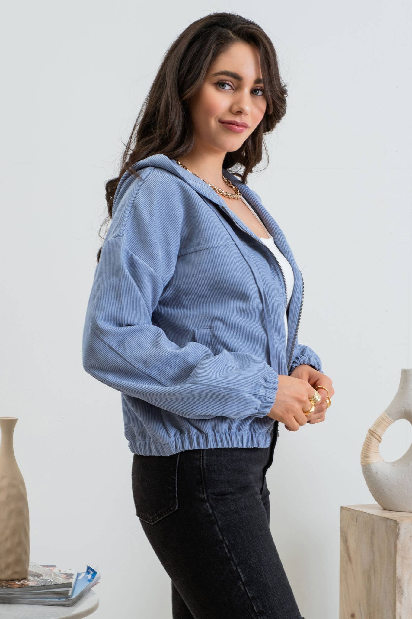 Blu Pepper – Blusão - Mulher por atacado – CASACO DE VELUDO COM ZÍPER2