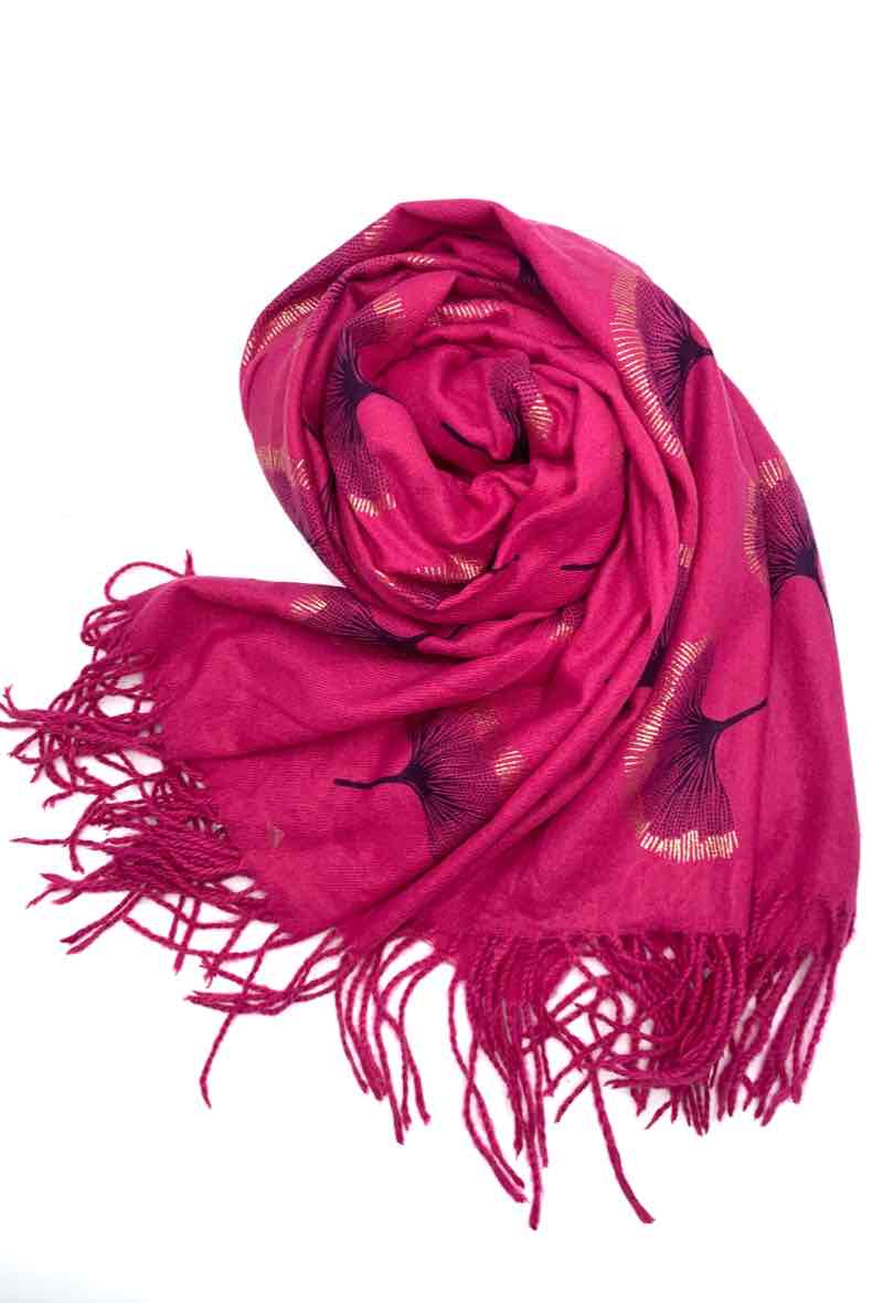 LINETA - Wholesale Scarf - Women's - Gingko Leaf Pattern Soft Scarf26