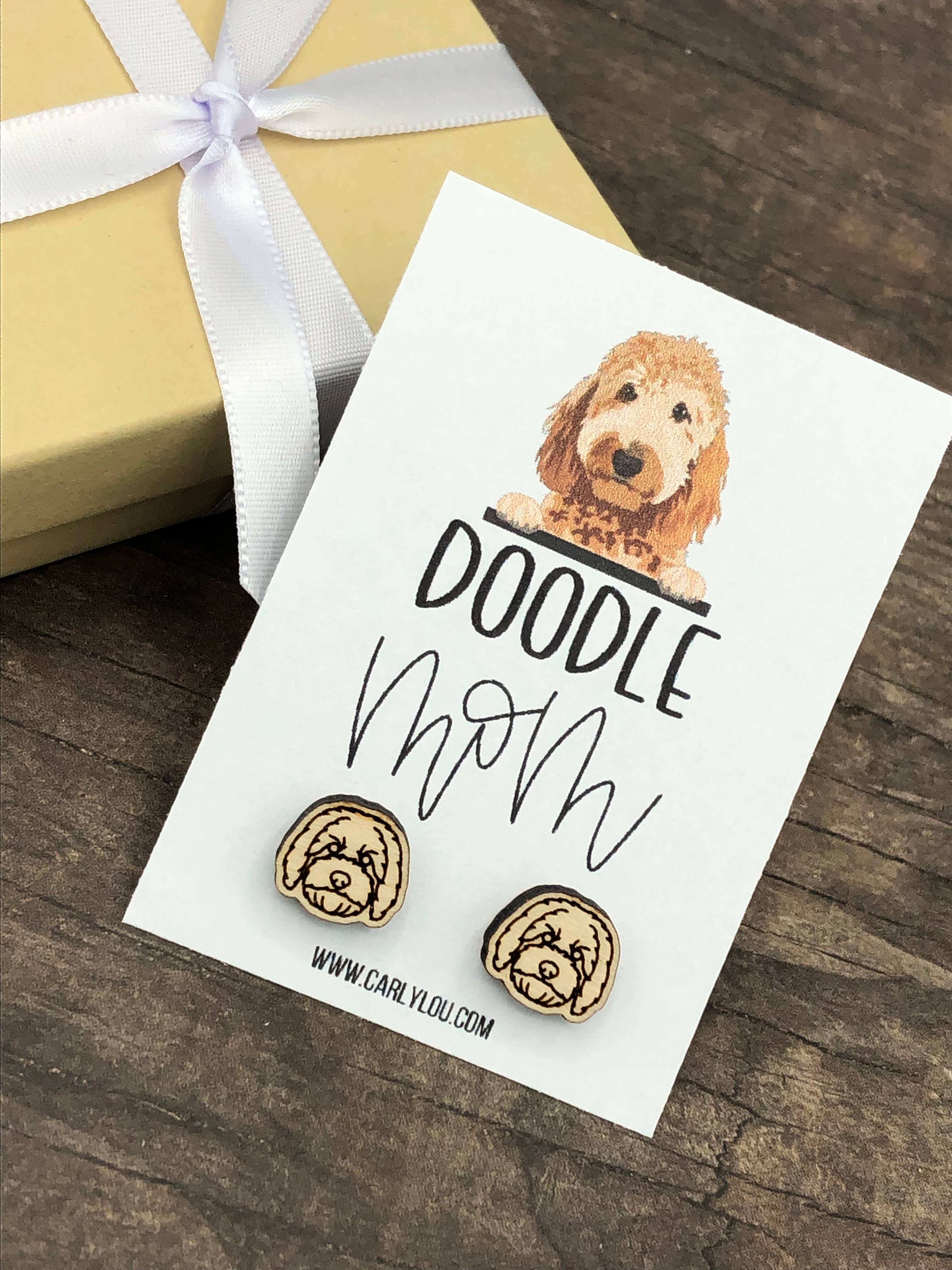 Carly Lou - Wholesale Stud/Post Earrings - Golden Doodle Earrings - Goldendoodle Mom Dog Earrings0
