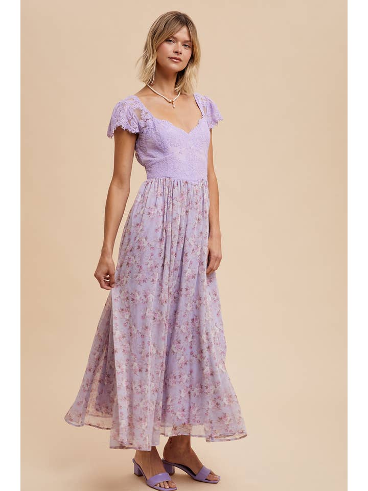 In Loom - Wholesale Dress - Women's - SCALLOPED LACE CONTRAST MAXI DRESS