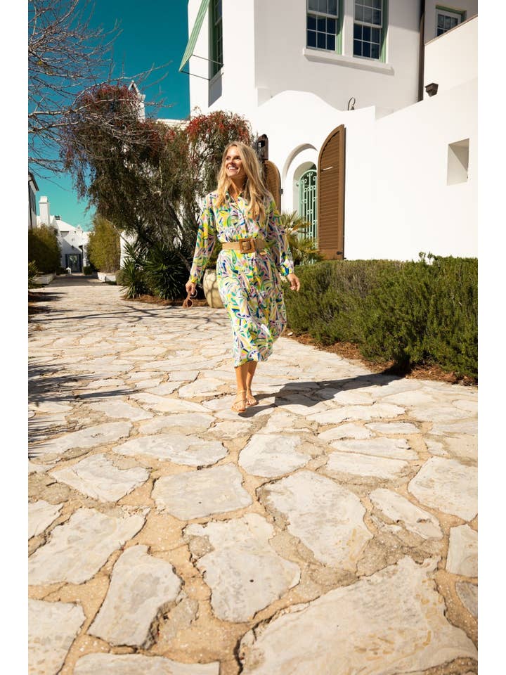 Multi Abstract button down coverup for wholesale on Faire6