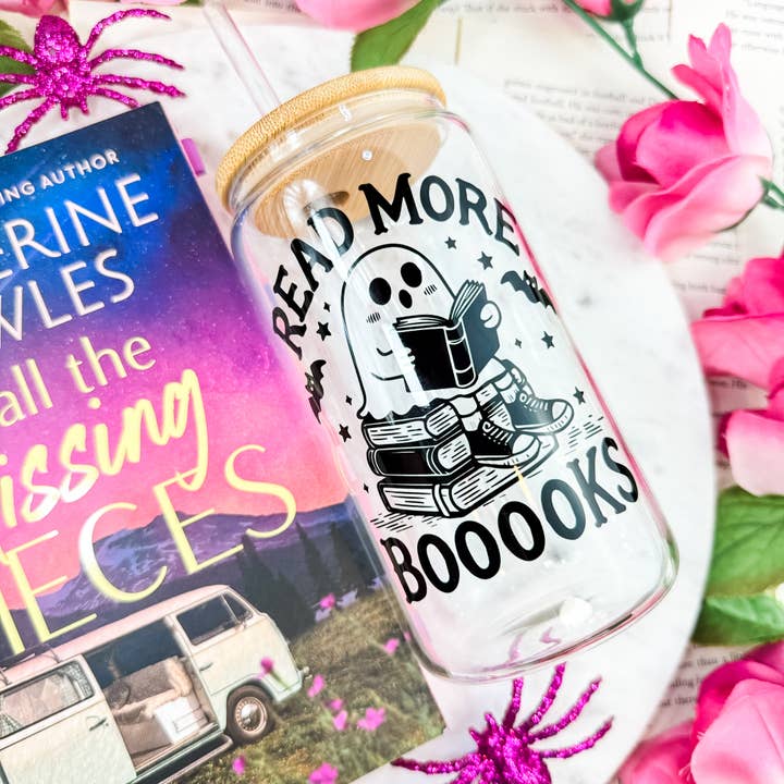 Read More Booooks 16oz Clear Glass Cup for wholesale by The Swoon Room