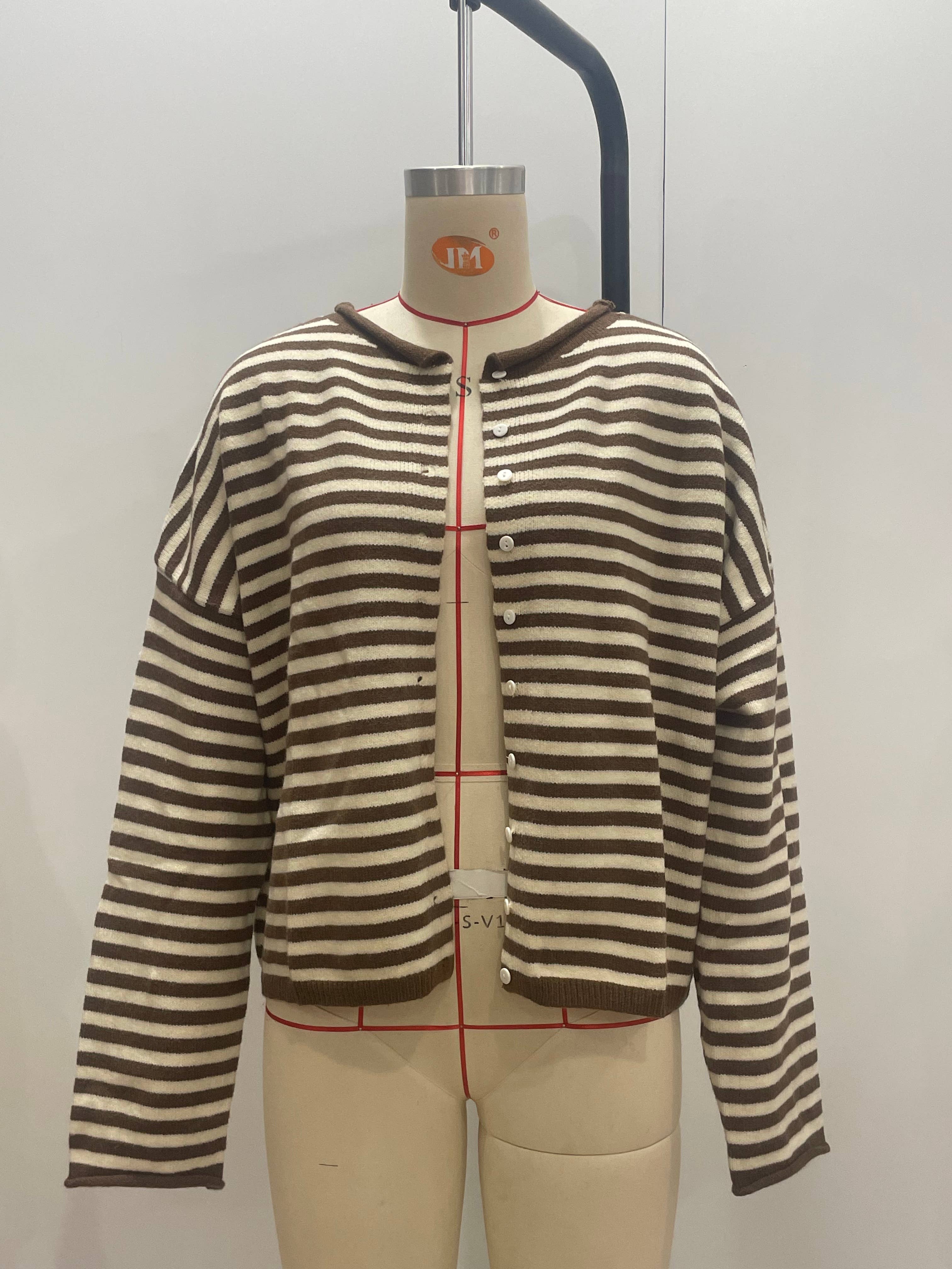 Hope & Sunshine - Vente Cardigan – femme - Cardigan en maille rayé11