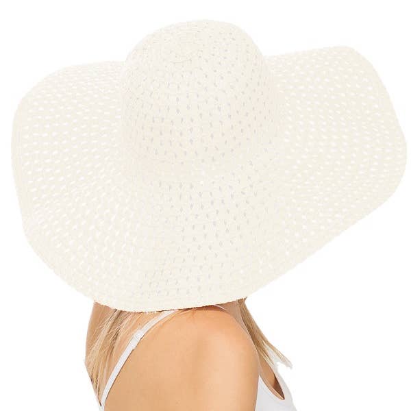 Cap Zone - Wholesale Straw Hat - Women's - Petite Open Weave Light-Weight Floppy Brim Sun Hat