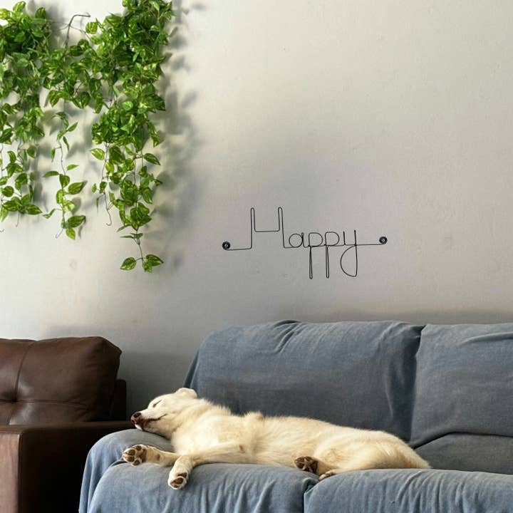 Bijoux de Mur - Wholesale Wall Accent - Wire Wall Decoration "Happy" - for tacking up - Wall Jewelry2