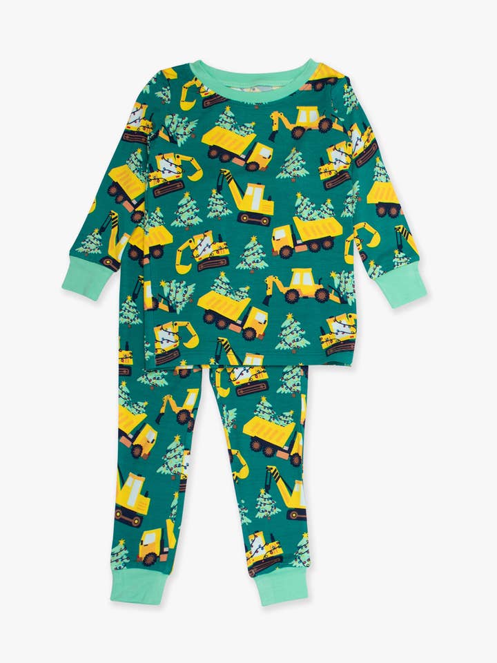 Green SoftSnooze™ Kids Bamboo Viscose Holiday Haul Long Sleeve Pajama Set
 for wholesale on Faire0