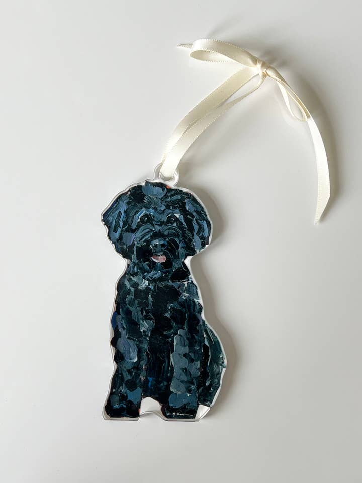 "Small Black Doodle" ornament for wholesale by Chelsea McShane Art