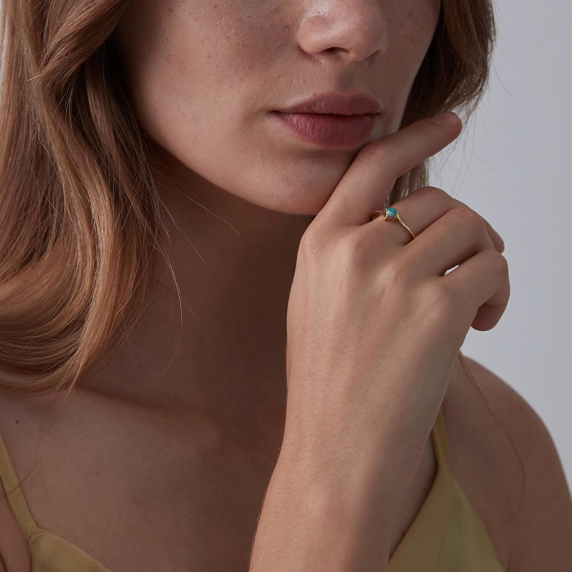 Perimade & Co. LLC - Wholesale Single Stone/Solitaire Ring - Natural Opal Stacking Thin Band Ring in 925 Sterling Silver1