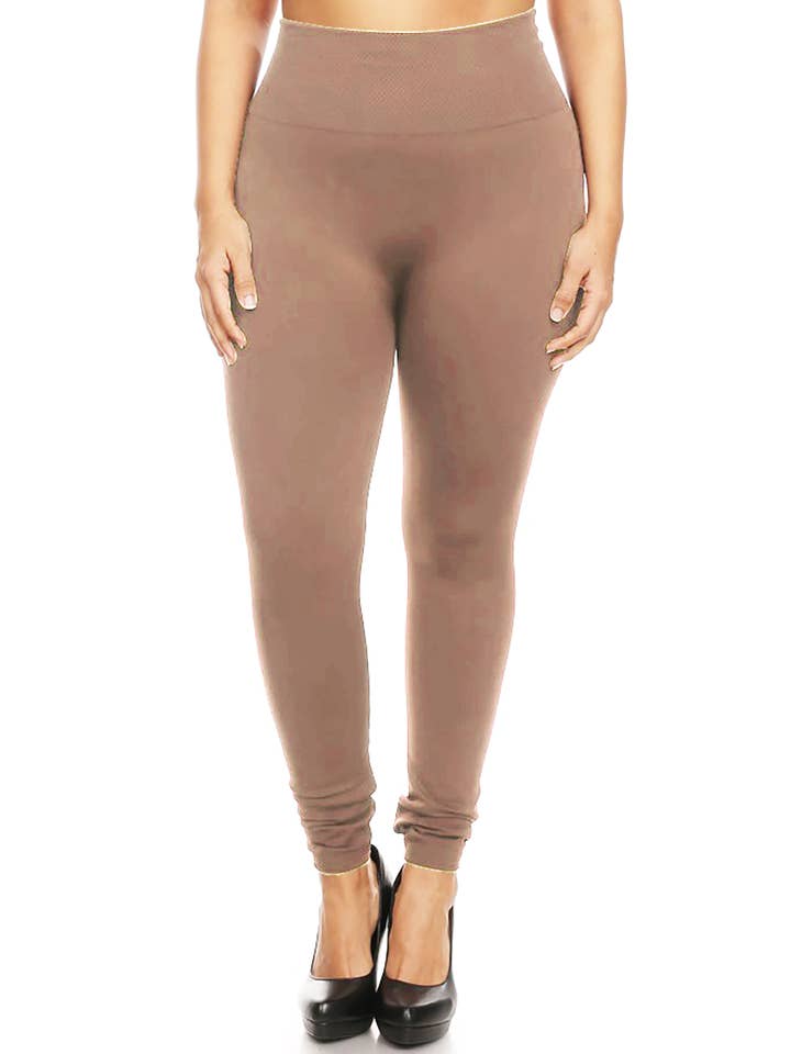 MOA COLLECTION - Wholesale Fashion Leggings - Women's - Women's Plus Size Banded Waist Leggings with Fleece Lining5