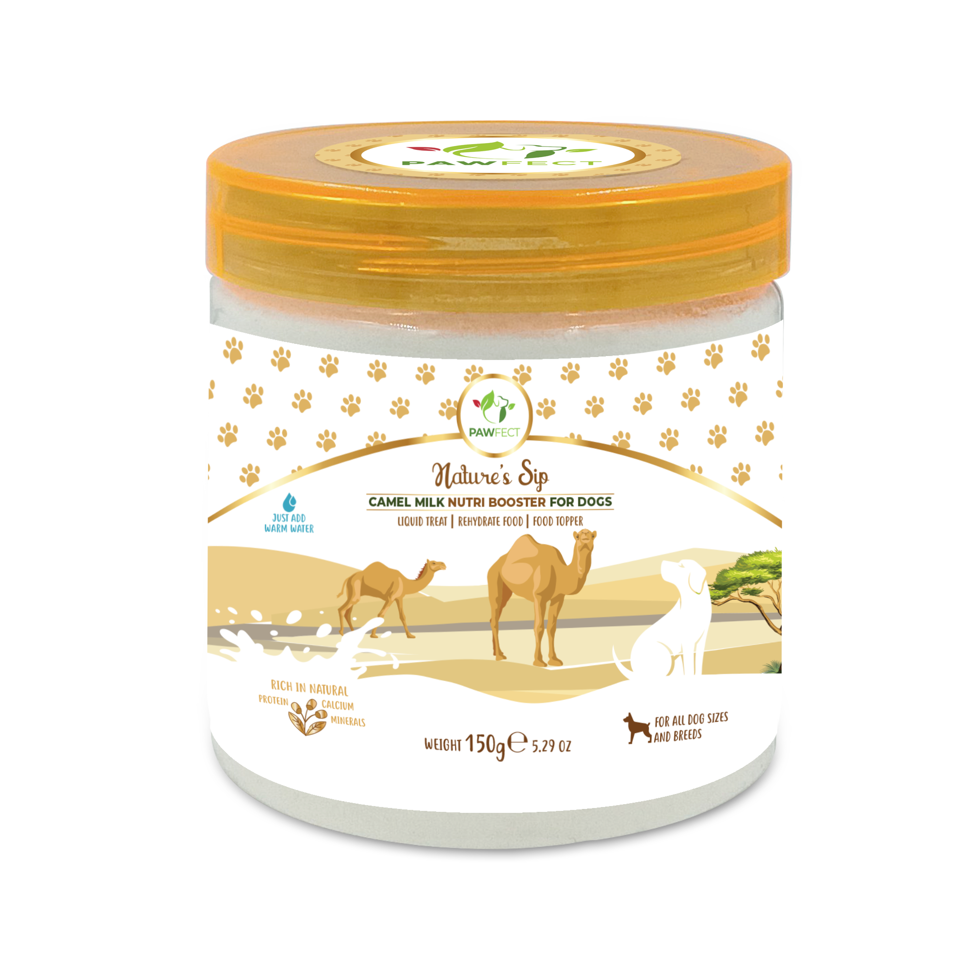 Pawfect Foods – wholesale Pet supplement – Dog – Pawfect Nature's Sip 100% Natural Camel Milk Powder for Dogs & Puppies| Easily Digestible| Source of Vitamins, Minerals, Probiotics| Healthy Topper| Hydration Support0
