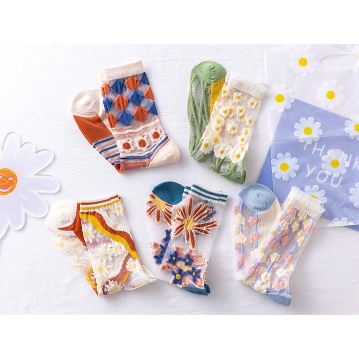 Tourtiwi - Wholesale Socks - Women's - Lace mesh breathable thin glass silk socks crystal socks12