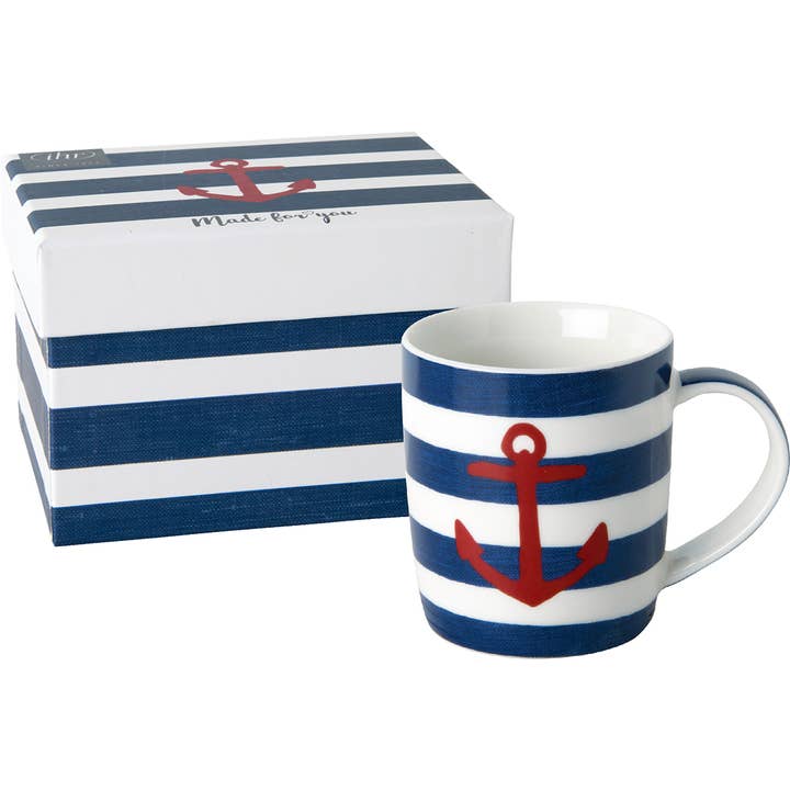 Mug en porcelaine : bleu ANCHOR pour la vente par Carsim Trading Inc.