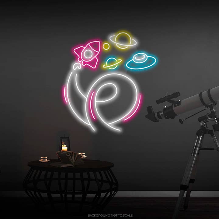 Rocket and planets ledneon for wholesale by Helloneon