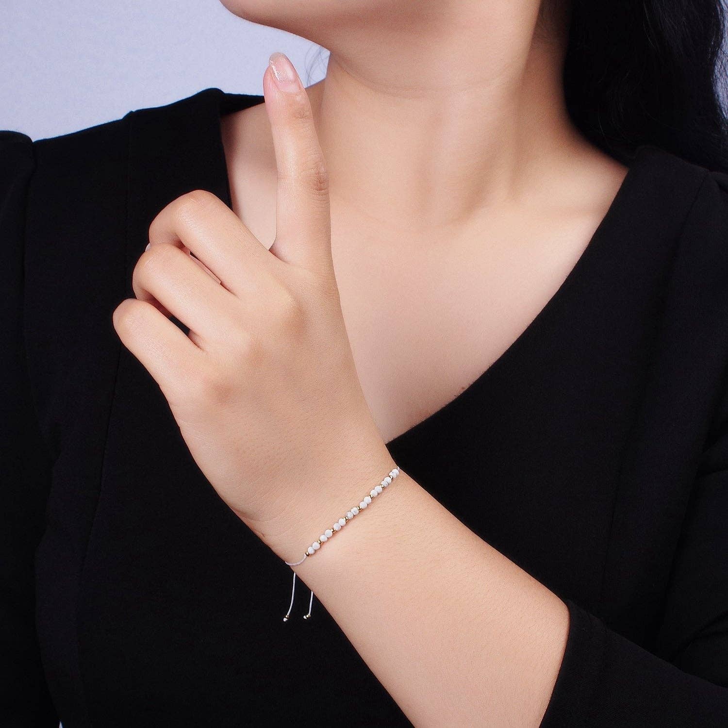 Aim Eternal – Engroshandel Perlearmbånd – 14 K guld fyldt Howlite Multifacetteret hvid bomuld streng justerbar armbånd | WA-2184 ~ WA-21861