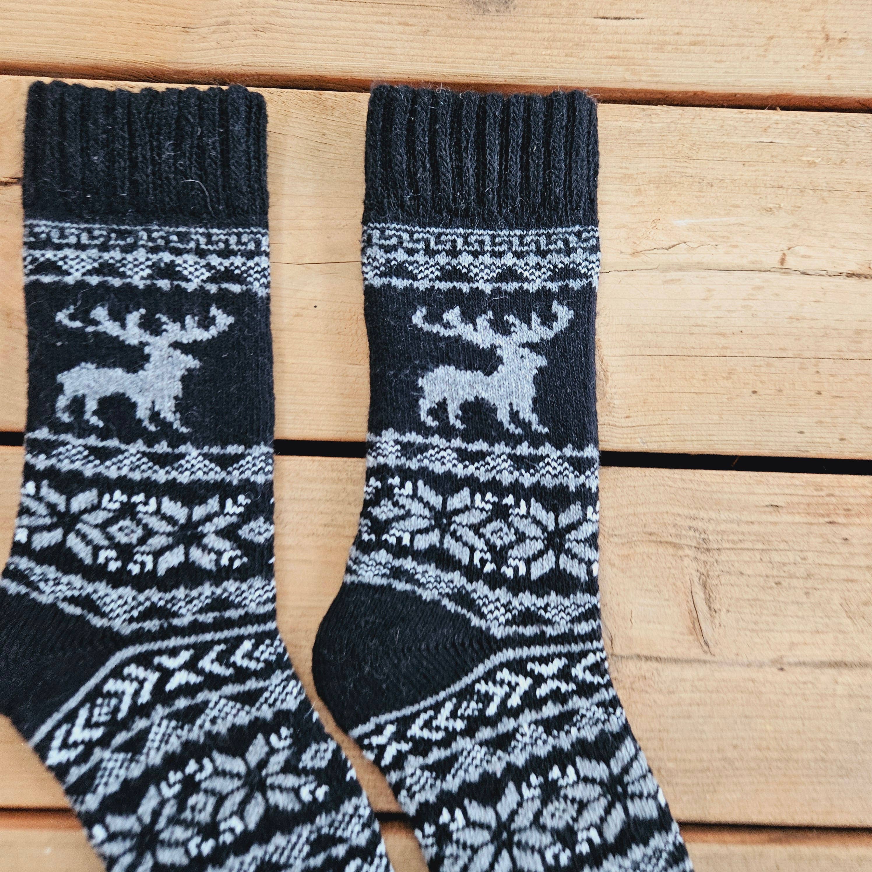 NorraVilla - Wholesale Socks - Women's - Alpaca wool socks - Nordic Unisex REINDEER - 39-46 11