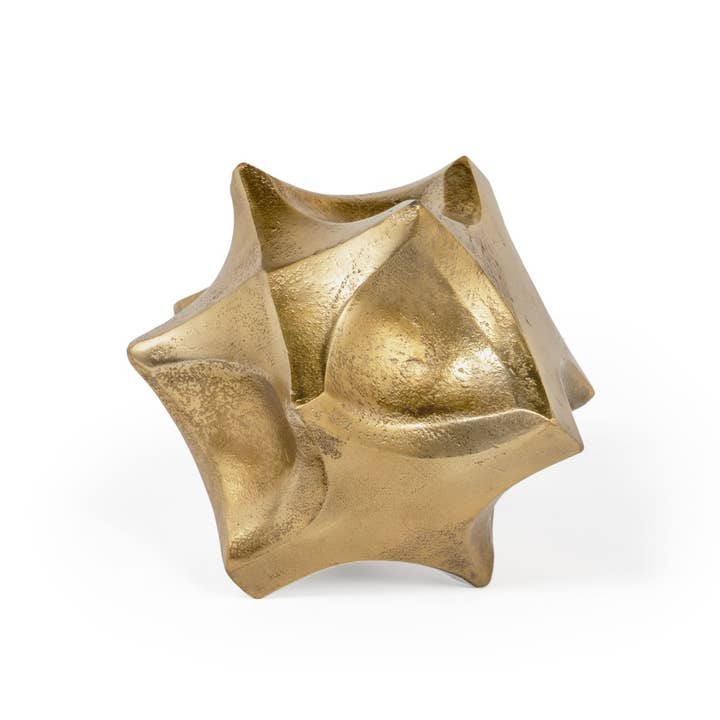 HomeRoots - Wholesale Sculpture - 5" Gold Aluminum Faceted Orb Tabletop Sculpture