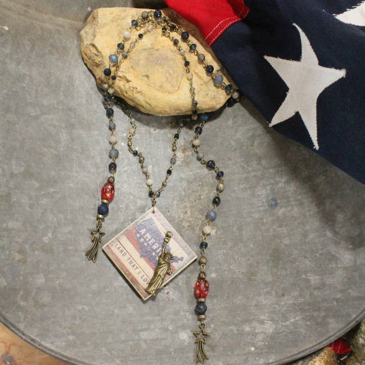 The Primitive Peddler, Inc. - Wholesale Pendant/Charm Necklace - Land That I Love Layered Lariet Necklace
