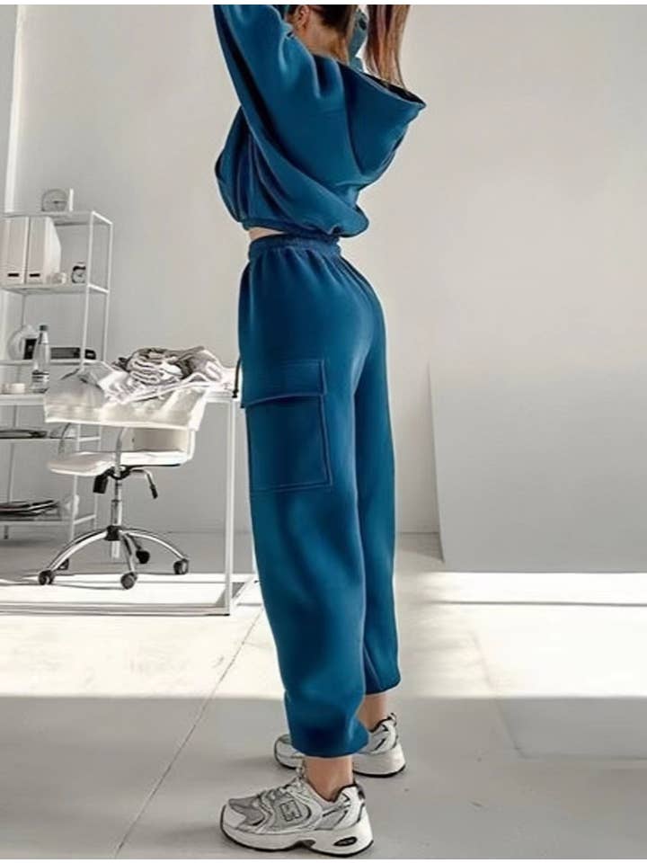 HIDDENBRAND - Wholesale Lounge Set - Women's - Hooded Pocket Trousers Sweatshirt Set4