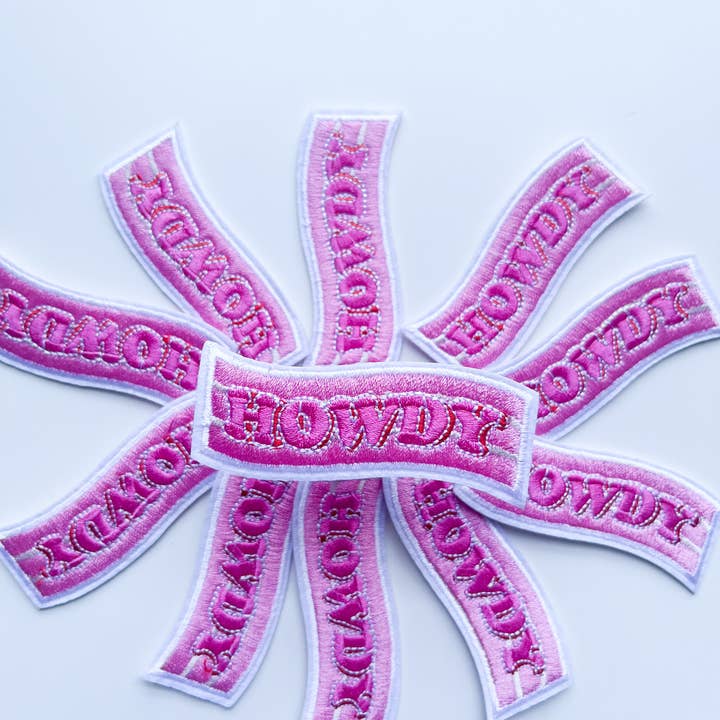 Pink Howdy Banner Hat Patch for wholesale by Modern Kane