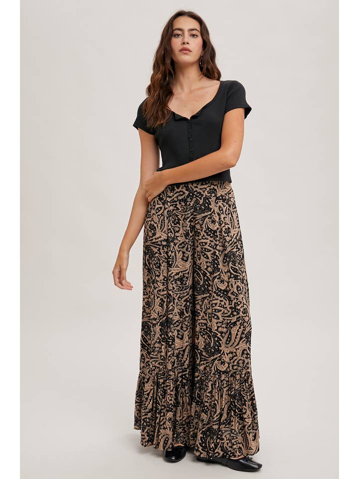 Bluivy - Wholesale Pants - Women's - PAISLEY PRINT WIDE RUFFLED PANTS18